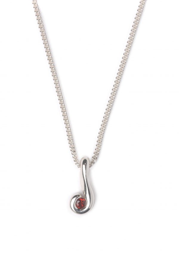 cornish tin and silver garnet swirl necklace