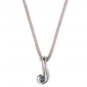 cornish tin and silver sapphire swirl necklace