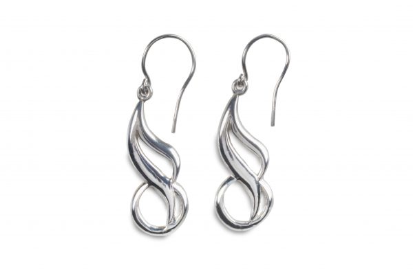 cornish tin & silver double swirl drop earrings