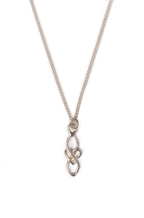 cornish tin & silver long heart necklace
