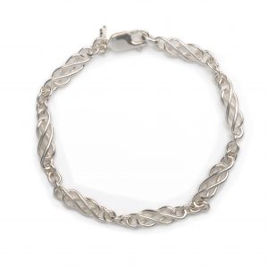 cornish tin & silver long link bracelet