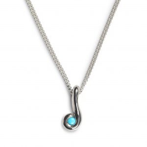 cornish tin & silver swirl necklace with turquoise