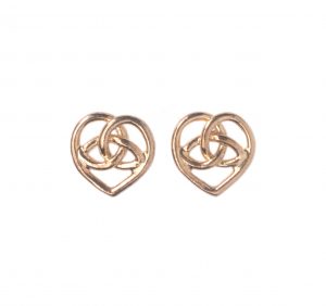 cornish tin & gold Celtic heart stud earrings