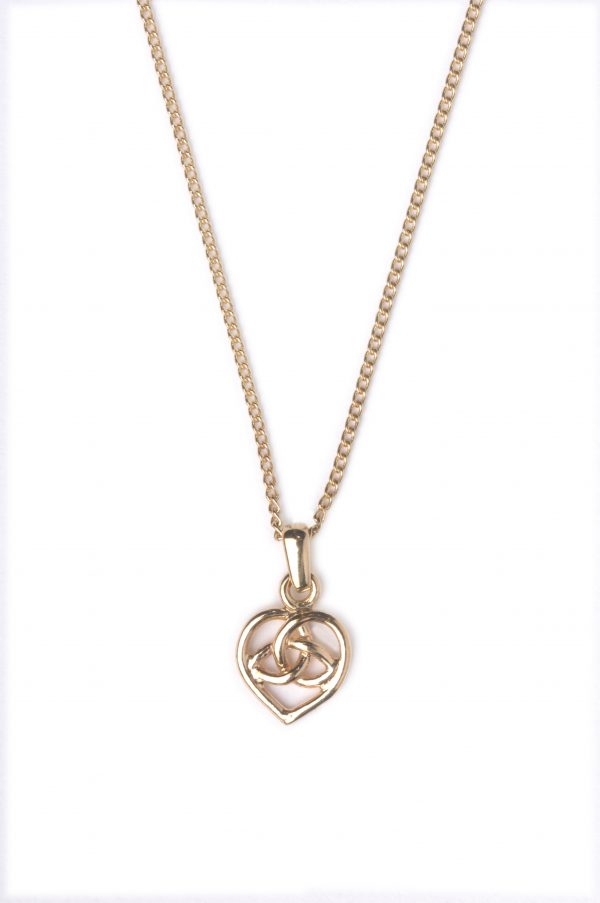 cornish tin & gold celtic heart necklace