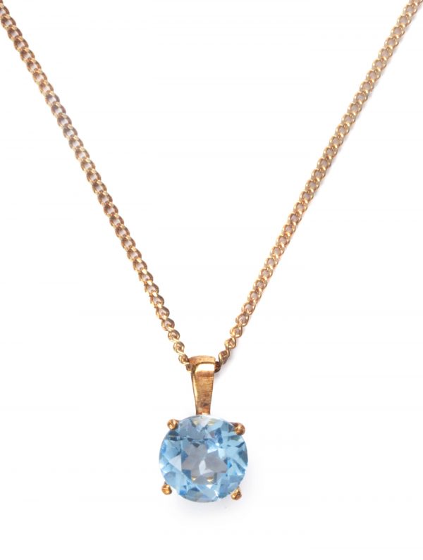 image of cornish tin and gold blue topaz necklace