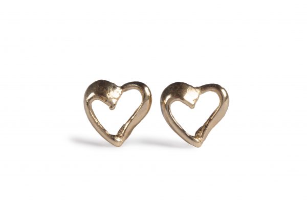 image of cornish tin and gold heart stud earrings