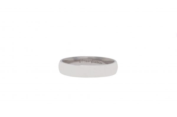 image of ladies wedding band in white gold.