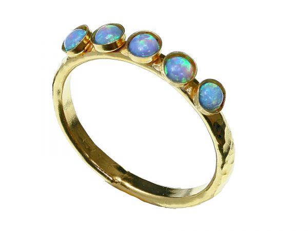 Gold Ring With Cahboshon Opals