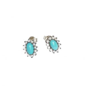 turquoise pearl stud earrings