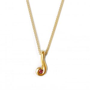 Image of cornish tin & gold swirl necklace with ruby