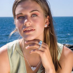 Silver Hammered Heart Studs