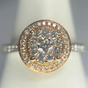 Rose & White Gold Halo Diamond Ring