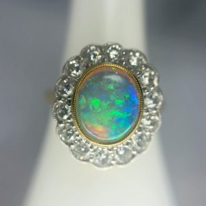 Opal & Diamond Cluster Ring