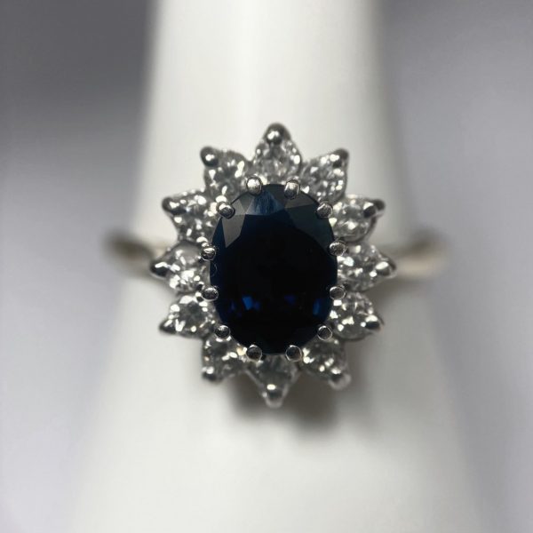 Sapphire & Diamond Cluster Ring