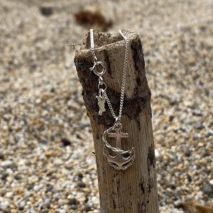 Tin & Silver Anchor necklace