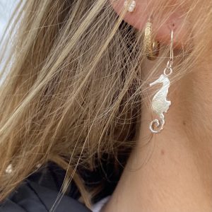 Silver Seahorse Drop Earrings