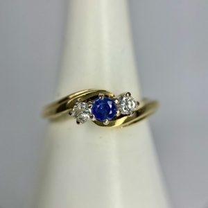 Sapphire & Diamond Twist Ring